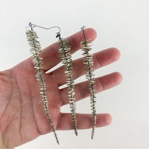 3 Rare Vintage Twisted Spiral Staples Silver Icicle Christmas Tree Ornaments Mcm